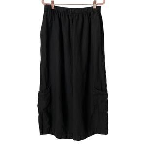 Bryn Walker Pants Womens XL Black Linen Cargo Pull On High Rise Crop Lagenlook